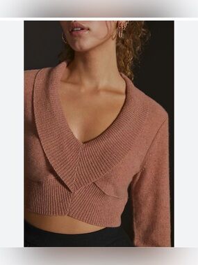 Anthropologie Pilcro Cashmere Shrug Sweater  Shawl Collar Cropped Sweater XL
